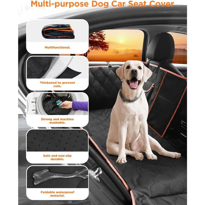 Scratchproof Waterproof Dog Car Seat Cover with Mesh Window – Storage Pocket, Side Flap & Collapsible – Nonslip Universal Fit for Car/Truck/Suv